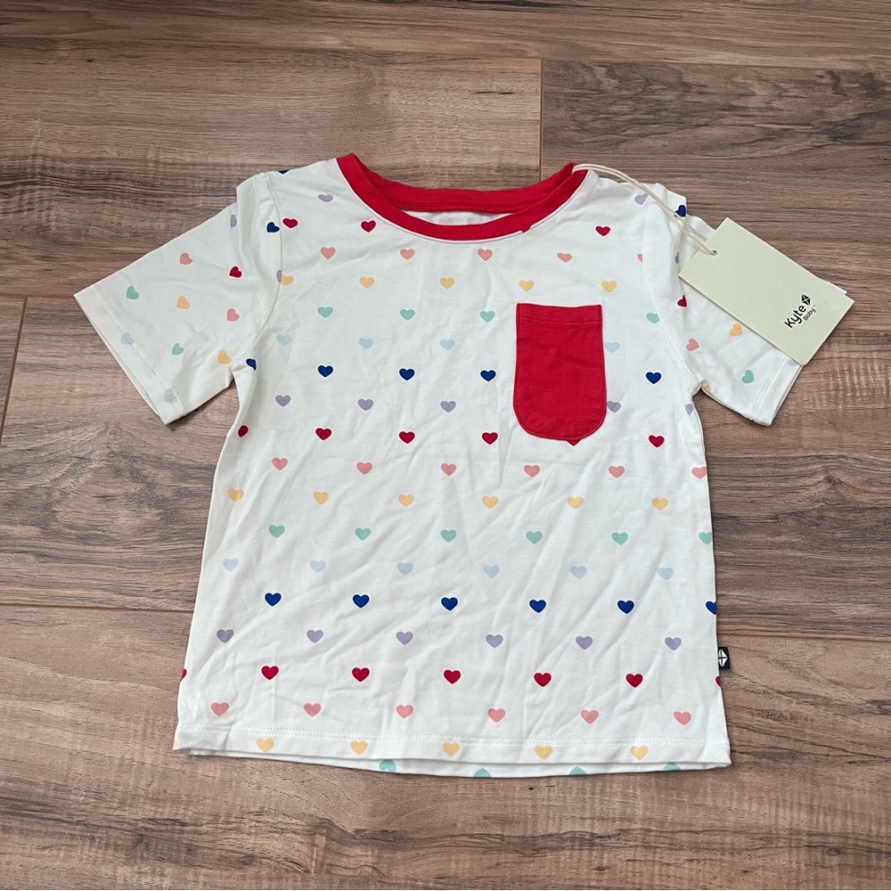 NWT Kyte Baby Rainbow Heart Toddler Tee